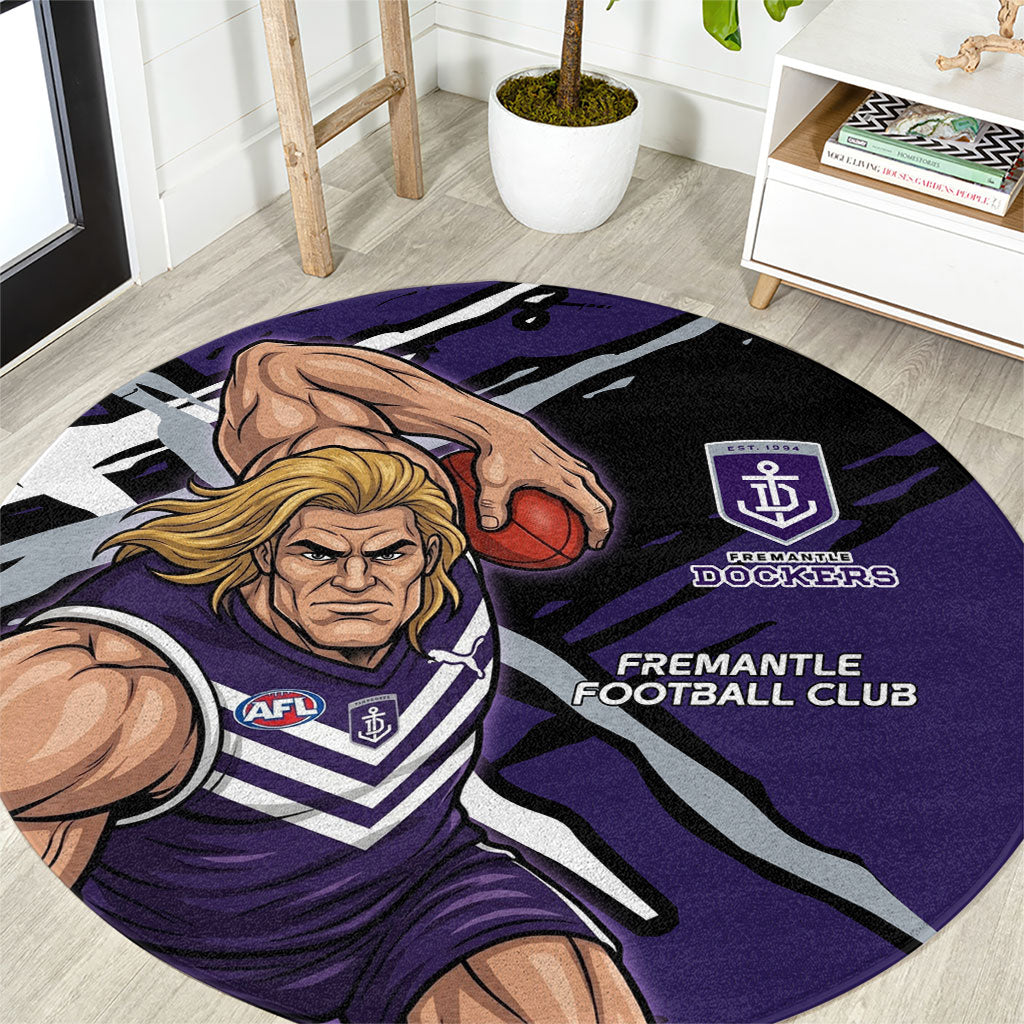 Fremantle Football Club Round Carpet Dockers Muscular Mascot Graphic - Abstract Paint Splatter Art