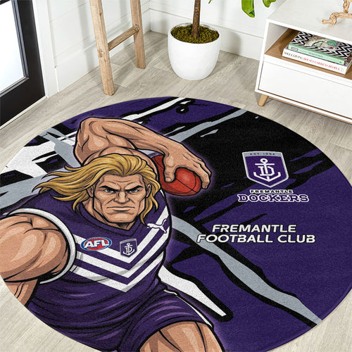 Fremantle Football Club Round Carpet Dockers Muscular Mascot Graphic - Abstract Paint Splatter Art