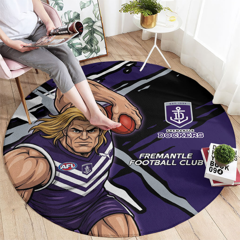 Fremantle Football Club Round Carpet Dockers Muscular Mascot Graphic - Abstract Paint Splatter Art