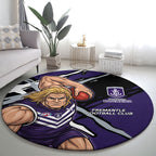 Fremantle Football Club Round Carpet Dockers Muscular Mascot Graphic - Abstract Paint Splatter Art