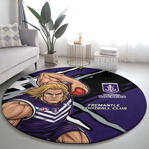 Fremantle Football Club Round Carpet Dockers Muscular Mascot Graphic - Abstract Paint Splatter Art