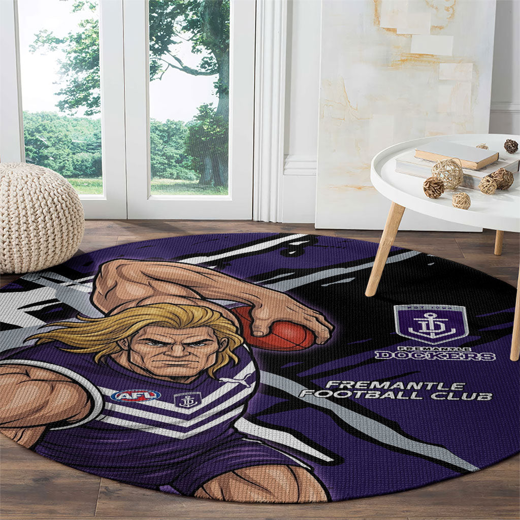 Fremantle Football Club Round Carpet Dockers Muscular Mascot Graphic - Abstract Paint Splatter Art
