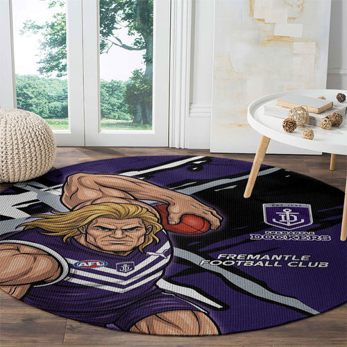 Fremantle Football Club Round Carpet Dockers Muscular Mascot Graphic - Abstract Paint Splatter Art