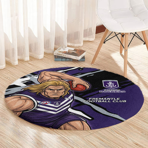 Fremantle Football Club Round Carpet Dockers Muscular Mascot Graphic - Abstract Paint Splatter Art