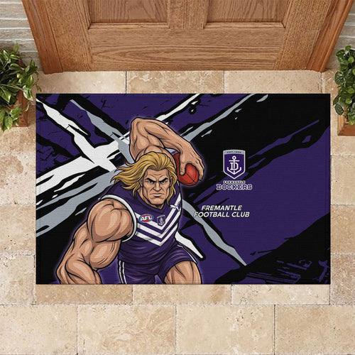 Fremantle Football Club Rubber Doormat Dockers Muscular Mascot Graphic - Abstract Paint Splatter Art