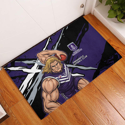 Fremantle Football Club Rubber Doormat Dockers Muscular Mascot Graphic - Abstract Paint Splatter Art