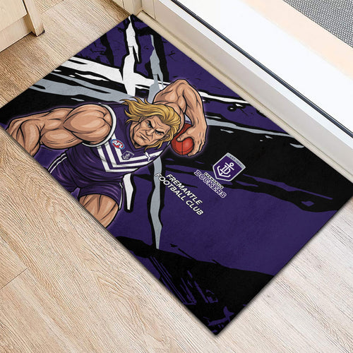 Fremantle Football Club Rubber Doormat Dockers Muscular Mascot Graphic - Abstract Paint Splatter Art