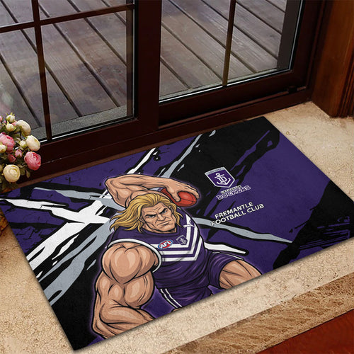 Fremantle Football Club Rubber Doormat Dockers Muscular Mascot Graphic - Abstract Paint Splatter Art