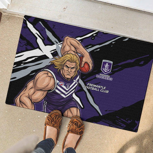 Fremantle Football Club Rubber Doormat Dockers Muscular Mascot Graphic - Abstract Paint Splatter Art
