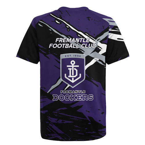 Fremantle Football Club Rugby Jersey Dockers Muscular Mascot Graphic - Abstract Paint Splatter Art