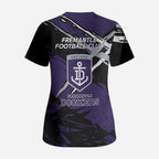 Fremantle Football Club Scrub Top Dockers Muscular Mascot Graphic - Abstract Paint Splatter Art