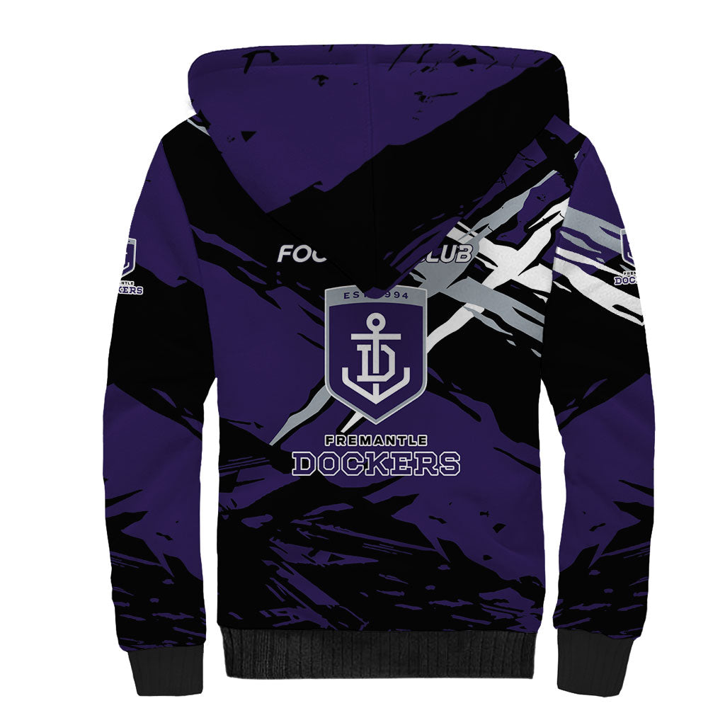 Fremantle Football Club Sherpa Hoodie Dockers Muscular Mascot Graphic - Abstract Paint Splatter Art