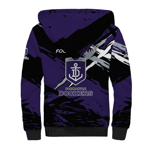 Fremantle Football Club Sherpa Hoodie Dockers Muscular Mascot Graphic - Abstract Paint Splatter Art