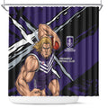 Fremantle Football Club Shower Curtain Dockers Muscular Mascot Graphic - Abstract Paint Splatter Art