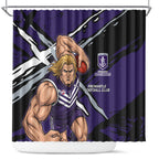 Fremantle Football Club Shower Curtain Dockers Muscular Mascot Graphic - Abstract Paint Splatter Art