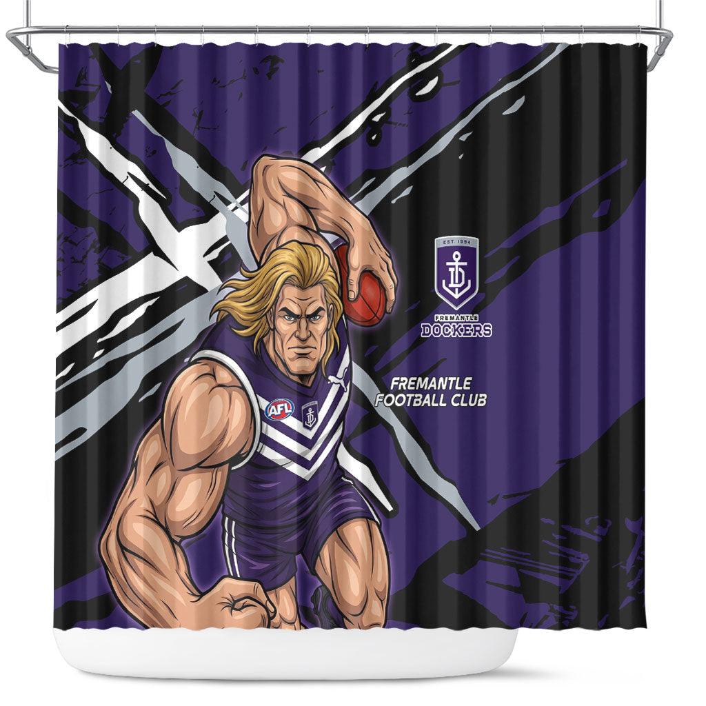 Fremantle Football Club Shower Curtain Dockers Muscular Mascot Graphic - Abstract Paint Splatter Art