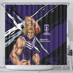 Fremantle Football Club Shower Curtain Dockers Muscular Mascot Graphic - Abstract Paint Splatter Art