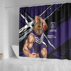 Fremantle Football Club Shower Curtain Dockers Muscular Mascot Graphic - Abstract Paint Splatter Art