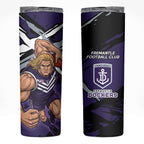 Fremantle Football Club Skinny Tumbler Dockers Muscular Mascot Graphic - Abstract Paint Splatter Art