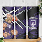 Fremantle Football Club Skinny Tumbler Dockers Muscular Mascot Graphic - Abstract Paint Splatter Art