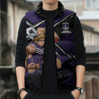 Fremantle Football Club Sleeveless Puffer Jacket Dockers Muscular Mascot Graphic - Abstract Paint Splatter Art
