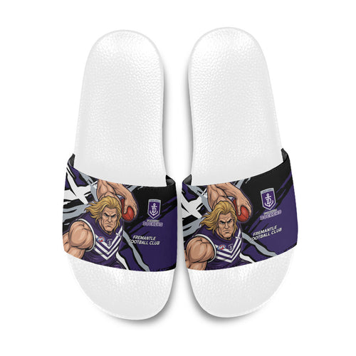 Fremantle Football Club Slide Sandals Dockers Muscular Mascot Graphic - Abstract Paint Splatter Art