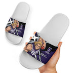Fremantle Football Club Slide Sandals Dockers Muscular Mascot Graphic - Abstract Paint Splatter Art