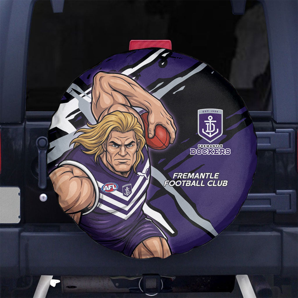 Fremantle Football Club Spare Tire Cover Dockers Muscular Mascot Graphic - Abstract Paint Splatter Art