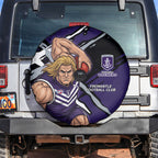 Fremantle Football Club Spare Tire Cover Dockers Muscular Mascot Graphic - Abstract Paint Splatter Art