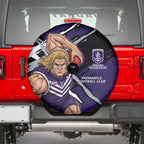 Fremantle Football Club Spare Tire Cover Dockers Muscular Mascot Graphic - Abstract Paint Splatter Art