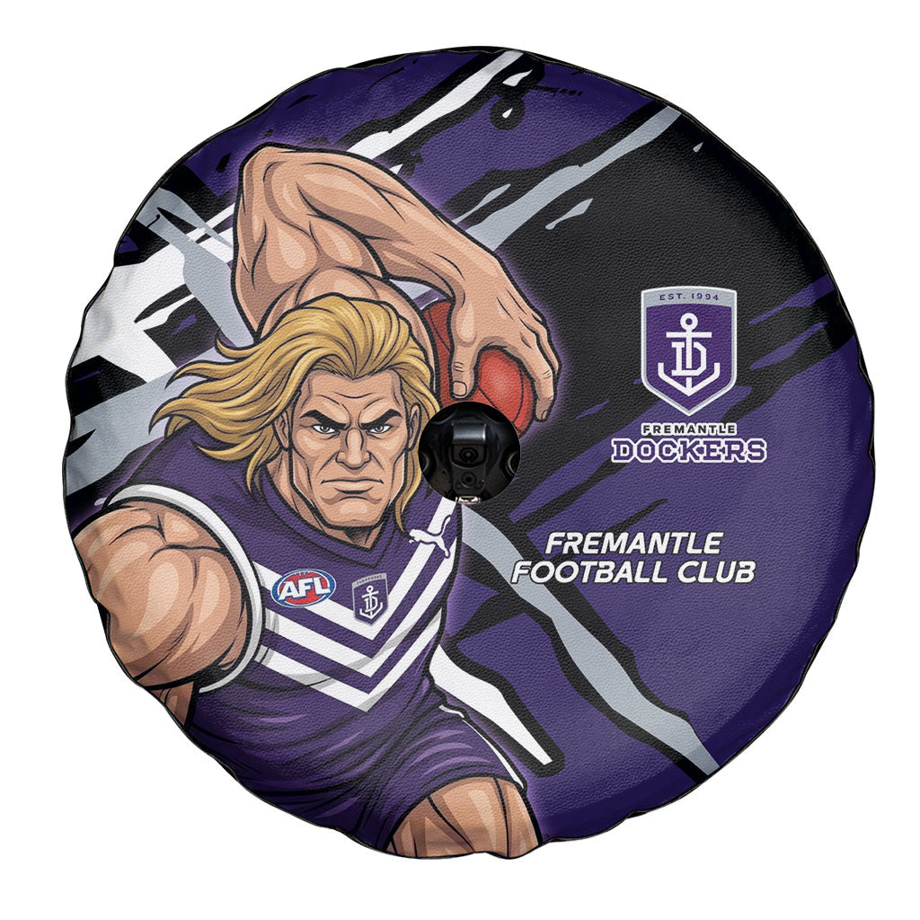 Fremantle Football Club Spare Tire Cover Dockers Muscular Mascot Graphic - Abstract Paint Splatter Art