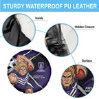 Fremantle Football Club Spare Tire Cover Dockers Muscular Mascot Graphic - Abstract Paint Splatter Art