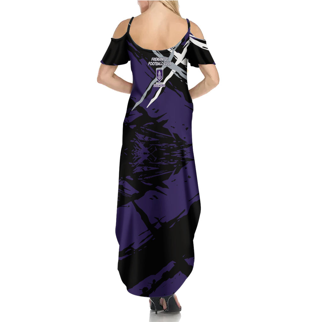 Fremantle Football Club Summer Maxi Dress Dockers Muscular Mascot Graphic - Abstract Paint Splatter Art