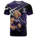 Fremantle Football Club T Shirt Dockers Muscular Mascot Graphic - Abstract Paint Splatter Art