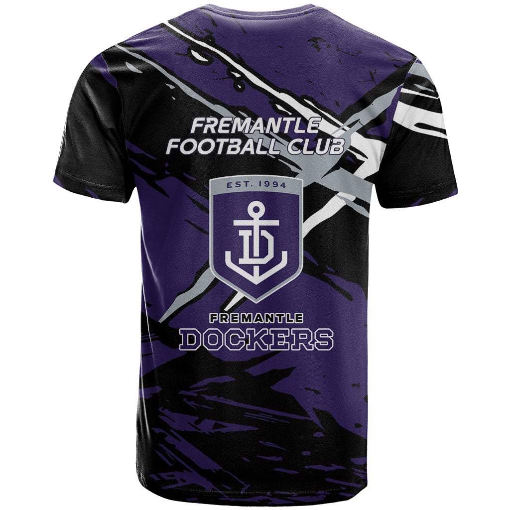 Fremantle Football Club T Shirt Dockers Muscular Mascot Graphic - Abstract Paint Splatter Art