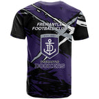 Fremantle Football Club T Shirt Dockers Muscular Mascot Graphic - Abstract Paint Splatter Art