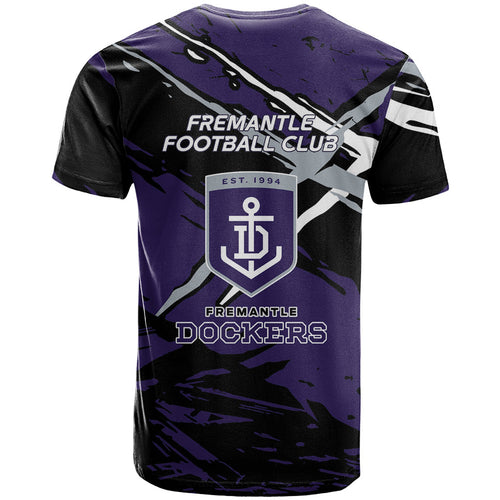 Fremantle Football Club T Shirt Dockers Muscular Mascot Graphic - Abstract Paint Splatter Art