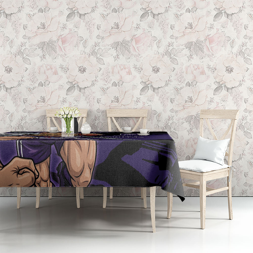 Fremantle Football Club Tablecloth Dockers Muscular Mascot Graphic - Abstract Paint Splatter Art