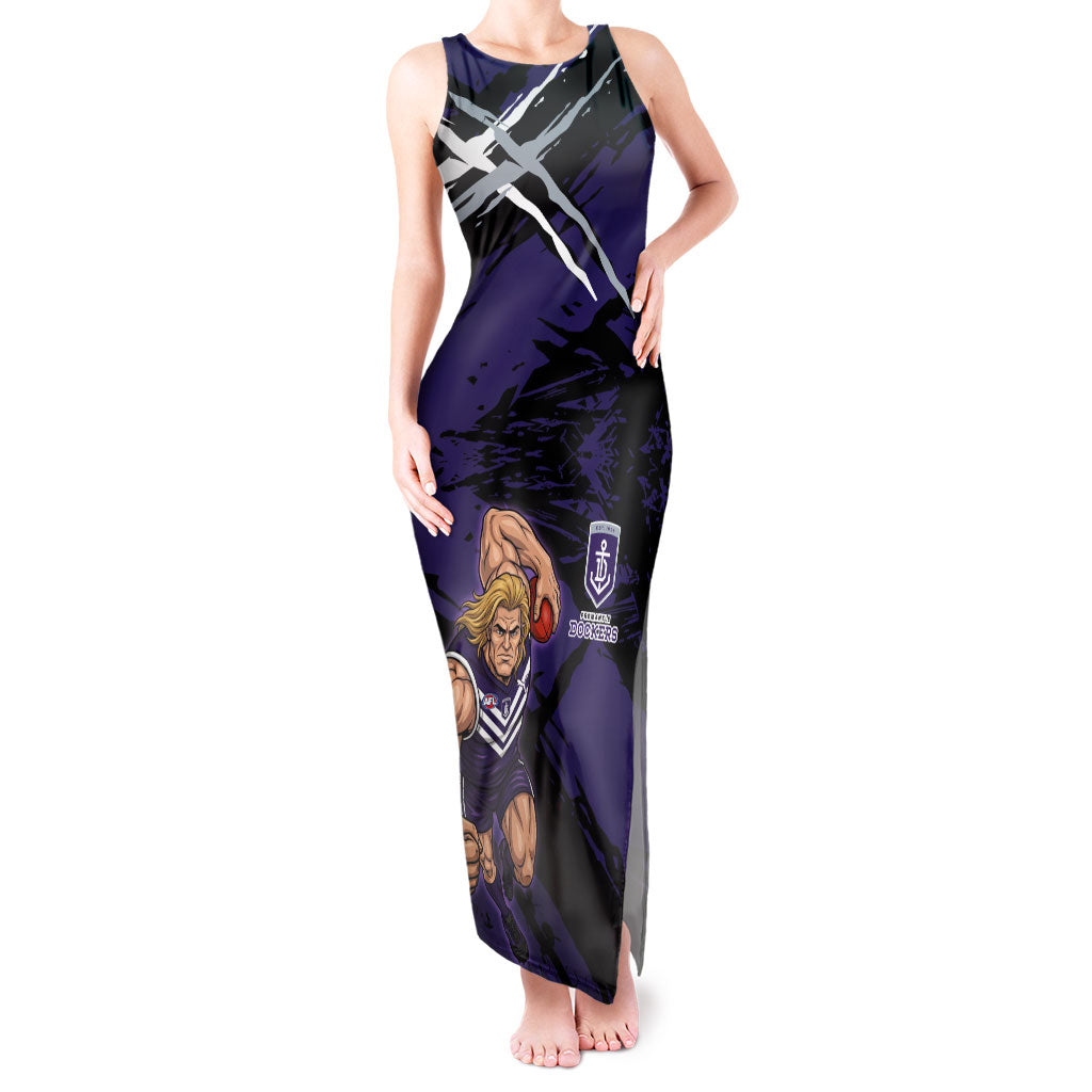 Fremantle Football Club Tank Maxi Dress Dockers Muscular Mascot Graphic - Abstract Paint Splatter Art