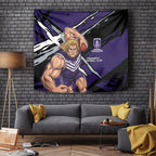 Fremantle Football Club Tapestry Dockers Muscular Mascot Graphic - Abstract Paint Splatter Art