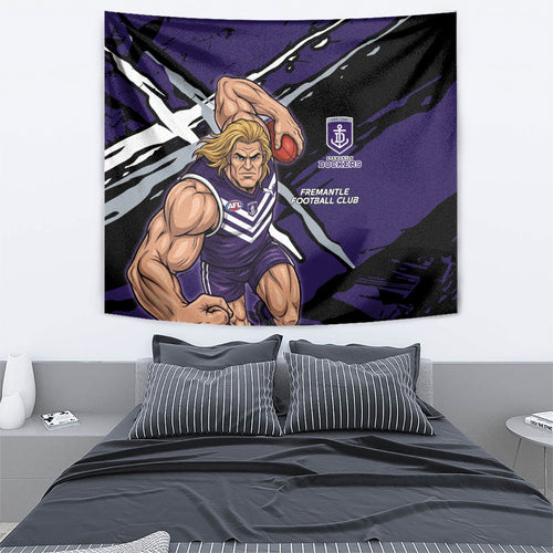 Fremantle Football Club Tapestry Dockers Muscular Mascot Graphic - Abstract Paint Splatter Art