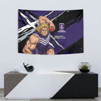 Fremantle Football Club Tapestry Dockers Muscular Mascot Graphic - Abstract Paint Splatter Art