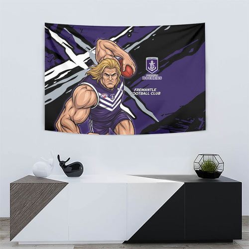 Fremantle Football Club Tapestry Dockers Muscular Mascot Graphic - Abstract Paint Splatter Art