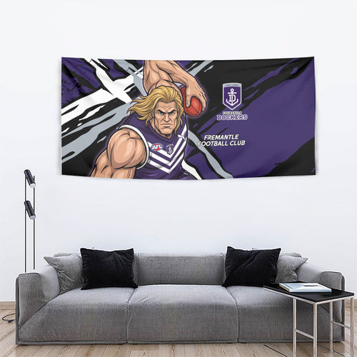 Fremantle Football Club Tapestry Dockers Muscular Mascot Graphic - Abstract Paint Splatter Art