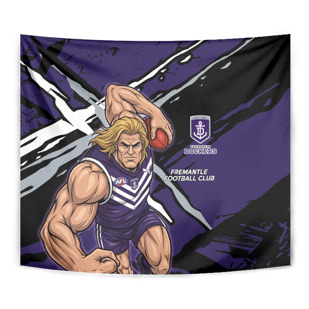 Fremantle Football Club Tapestry Dockers Muscular Mascot Graphic - Abstract Paint Splatter Art
