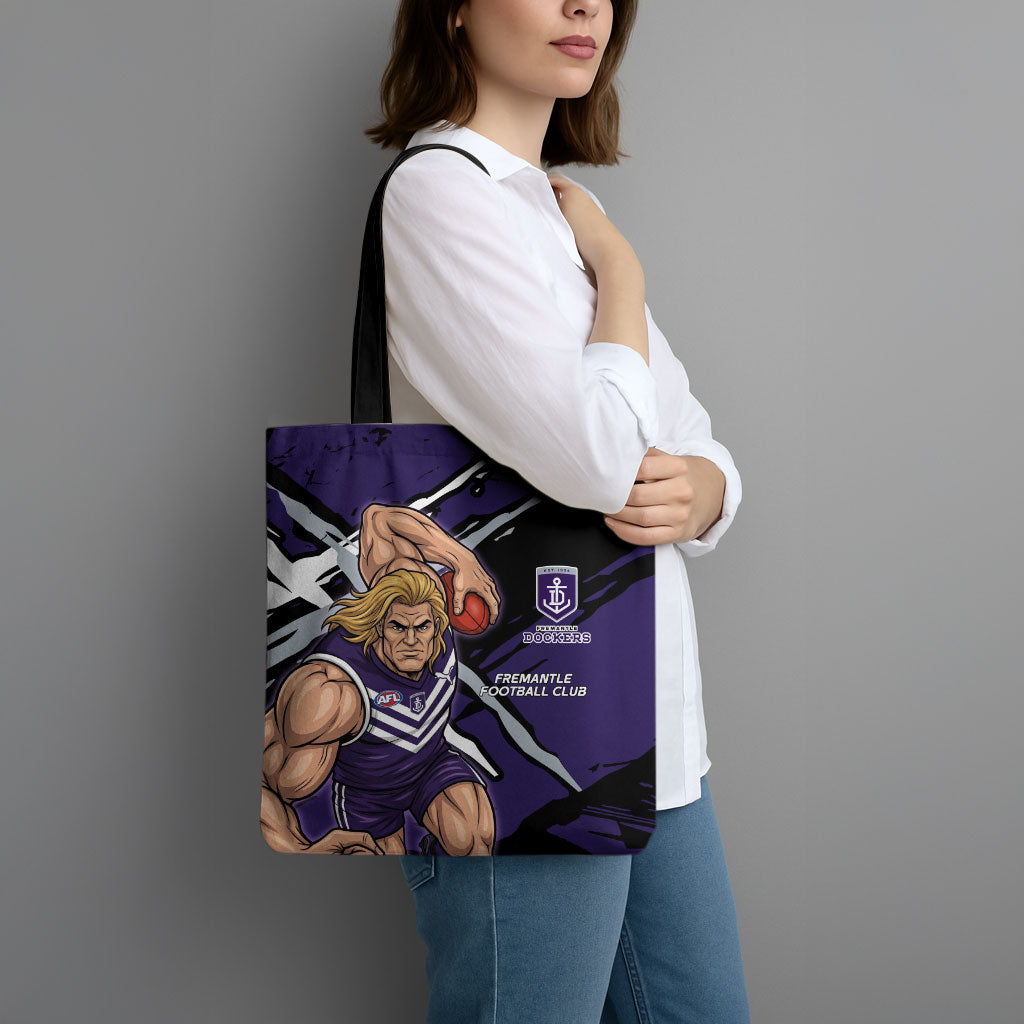 Fremantle Football Club Tote Bag Dockers Muscular Mascot Graphic - Abstract Paint Splatter Art