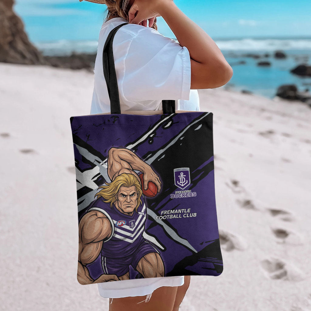 Fremantle Football Club Tote Bag Dockers Muscular Mascot Graphic - Abstract Paint Splatter Art