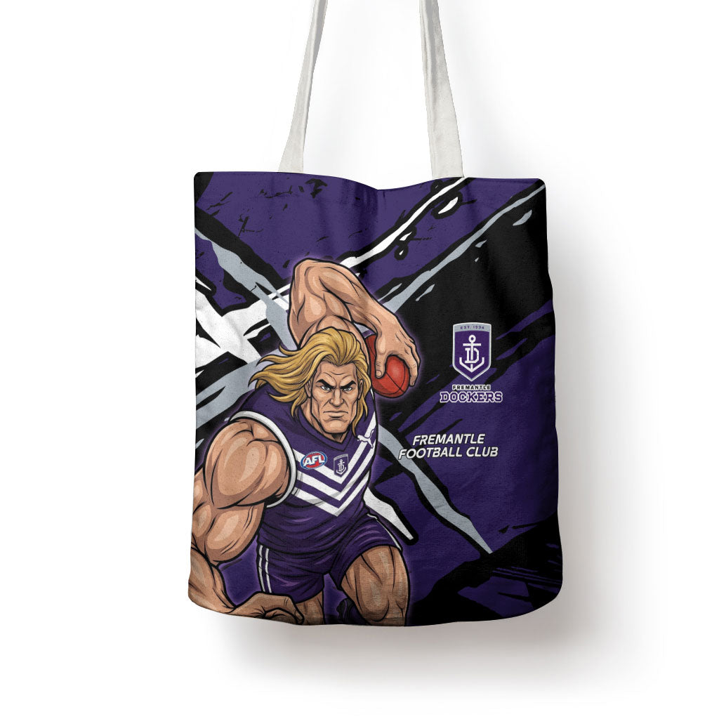 Fremantle Football Club Tote Bag Dockers Muscular Mascot Graphic - Abstract Paint Splatter Art