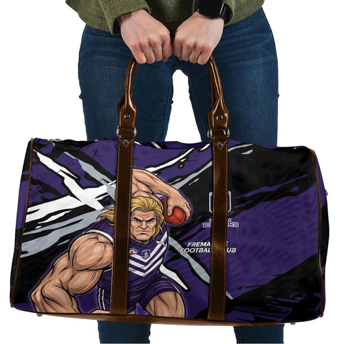 Fremantle Football Club Travel Bag Dockers Muscular Mascot Graphic - Abstract Paint Splatter Art