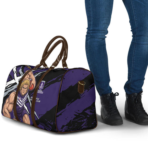 Fremantle Football Club Travel Bag Dockers Muscular Mascot Graphic - Abstract Paint Splatter Art